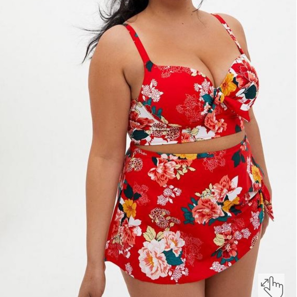 Torrid Underwire Push-Up Tie-Front Bikini Top AND High Waisted Tie Skirt